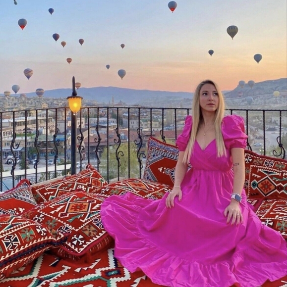 Zara Puff Sleeves Midi Dress Bloggers Favorite Size M - Picture 6 of 8